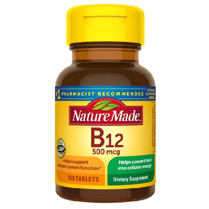 Nature Made Vitamin B12 500mcg Metabolic Health 100 Tablets.