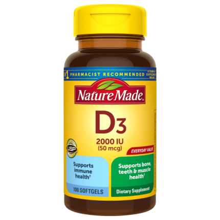 Nature Made Vitamin D3 2000 IU 50mcg 100 Softgels.