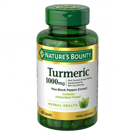 Nature’s Bounty® Turmeric 1,000mg Plus Black Pepper Extract 60 Capsules.
